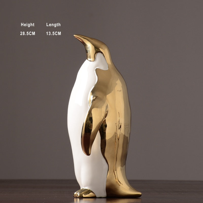 Ceramic Gilled Penguin Home Décor
