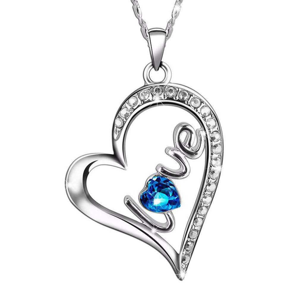 Sapphire LOVE Pave Heart Necklace