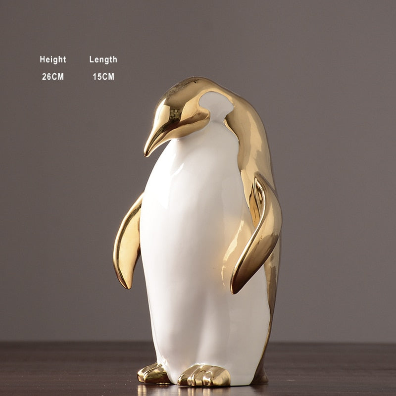 Ceramic Gilled Penguin Home Décor