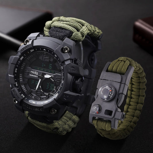 LED Military Watch with compass 30M Waterproof Survival