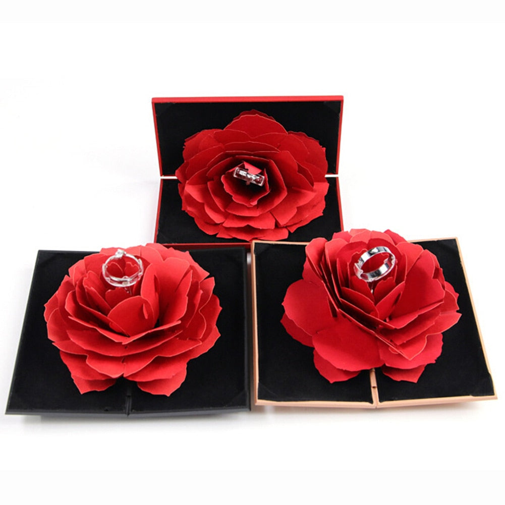 Engagement Flower Ring Holder Gift Boxes