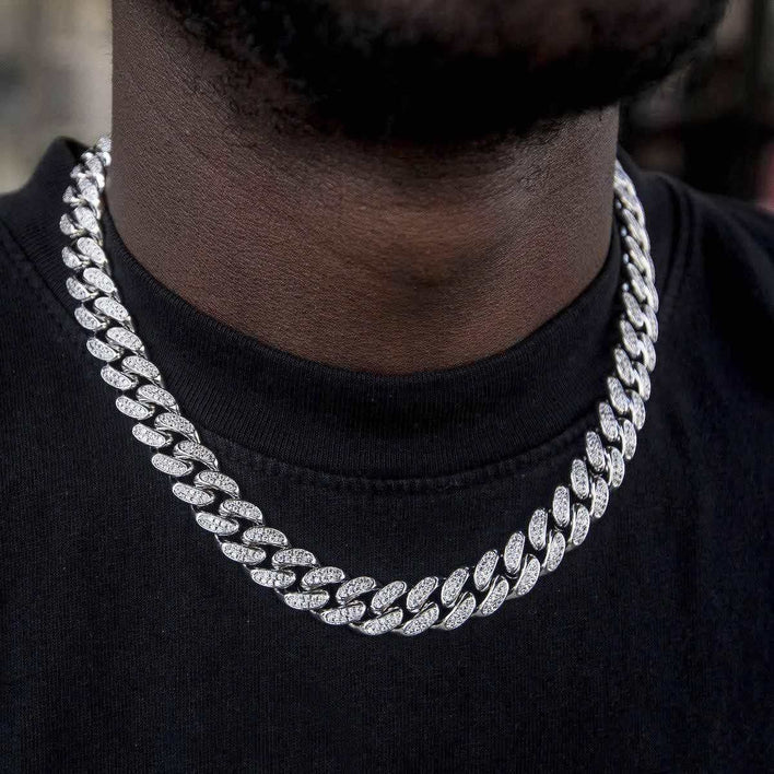 White Gold Plated Iced Cuban Chain