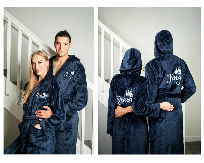 King & Queen Hooded Bathrobes