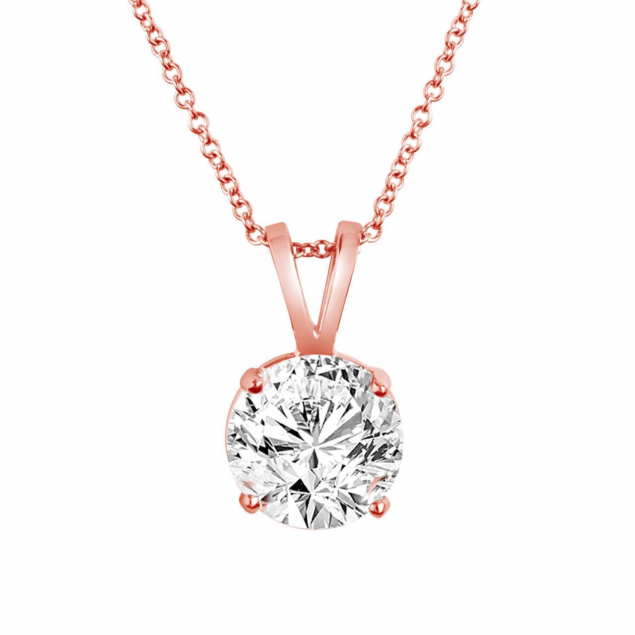 Solitaire Necklace, 18K Rose Gold Plated