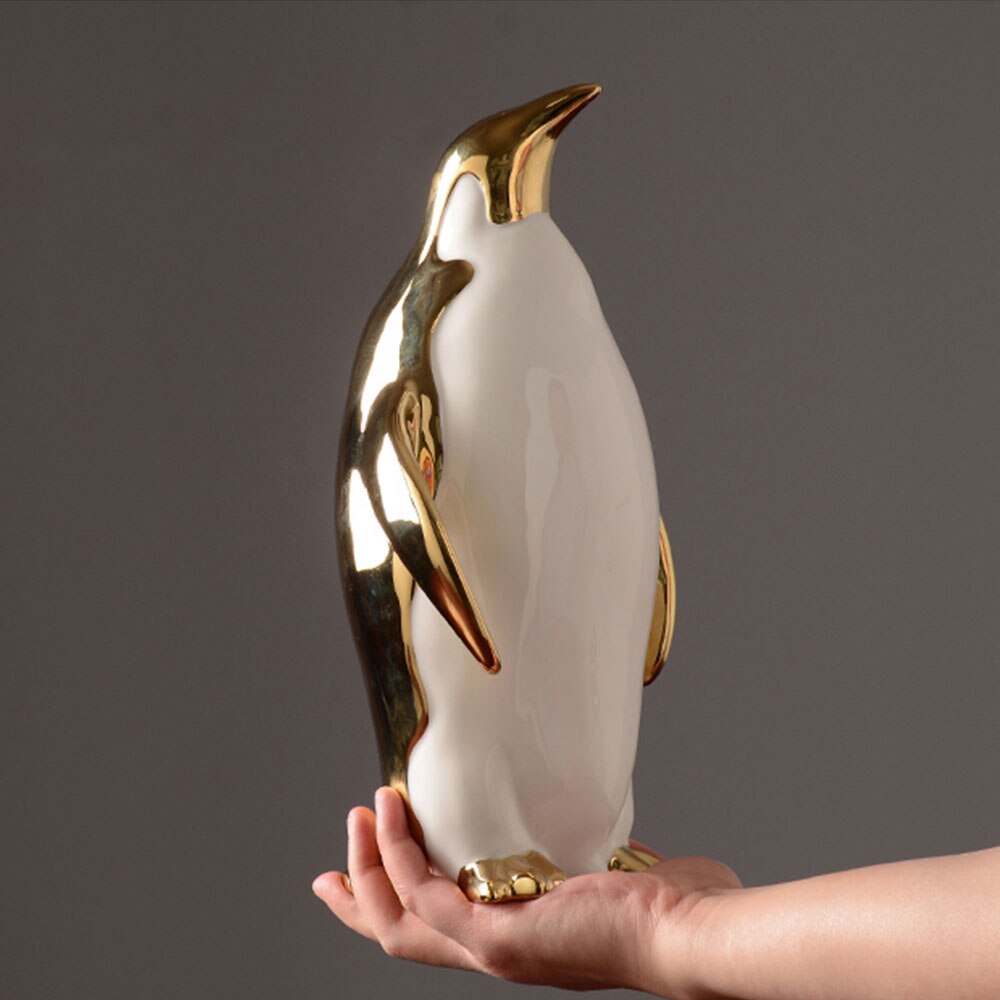 Ceramic Gilled Penguin Home Décor