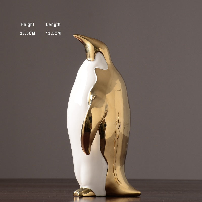 Ceramic Gilled Penguin Home Décor