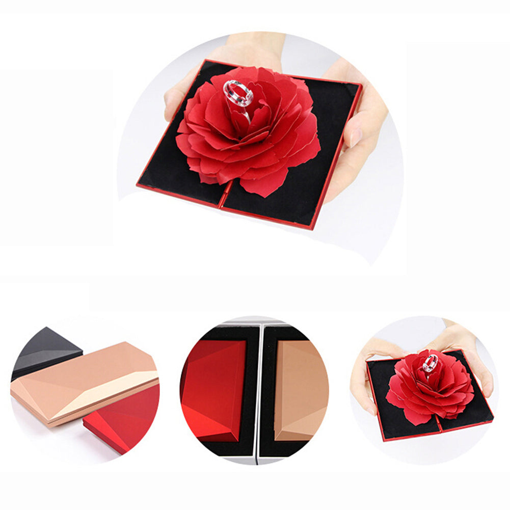 Engagement Flower Ring Holder Gift Boxes