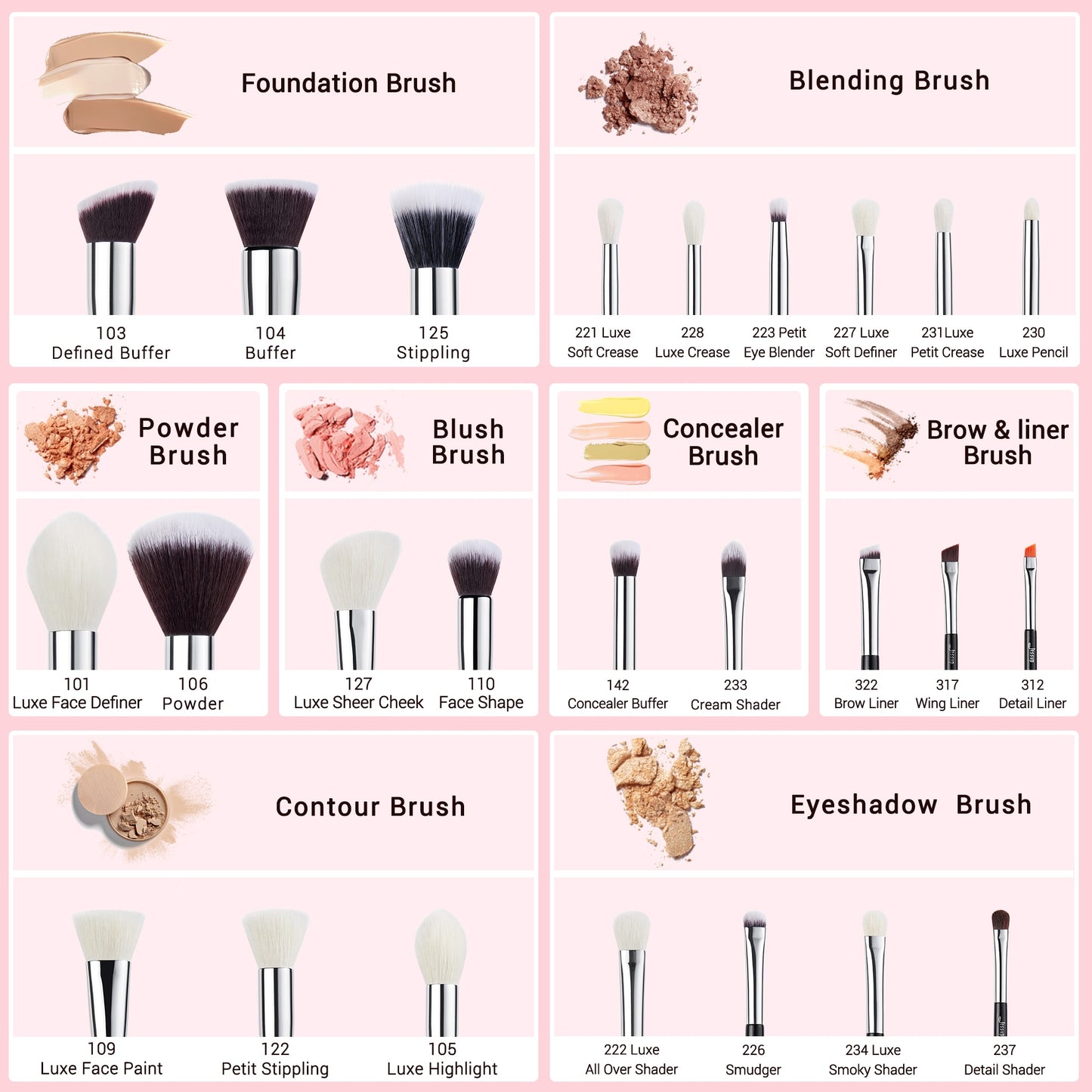 Professional Pearl Makeup Brush Sets