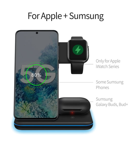 Wireless Charging Stand For Apple Watch And Apple phone + Android