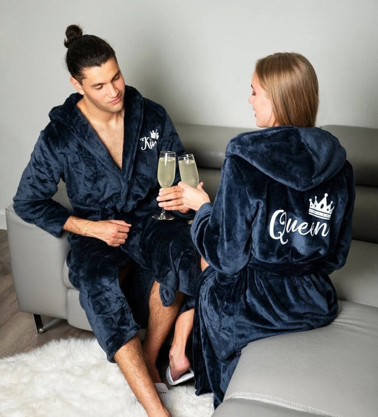 King & Queen Hooded Bathrobes
